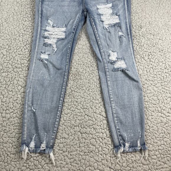 Judy Blue Skinny Fit Jeans 13/31 High-Rise Distressed Button Fly Frayed Hem - Picture 4 of 11